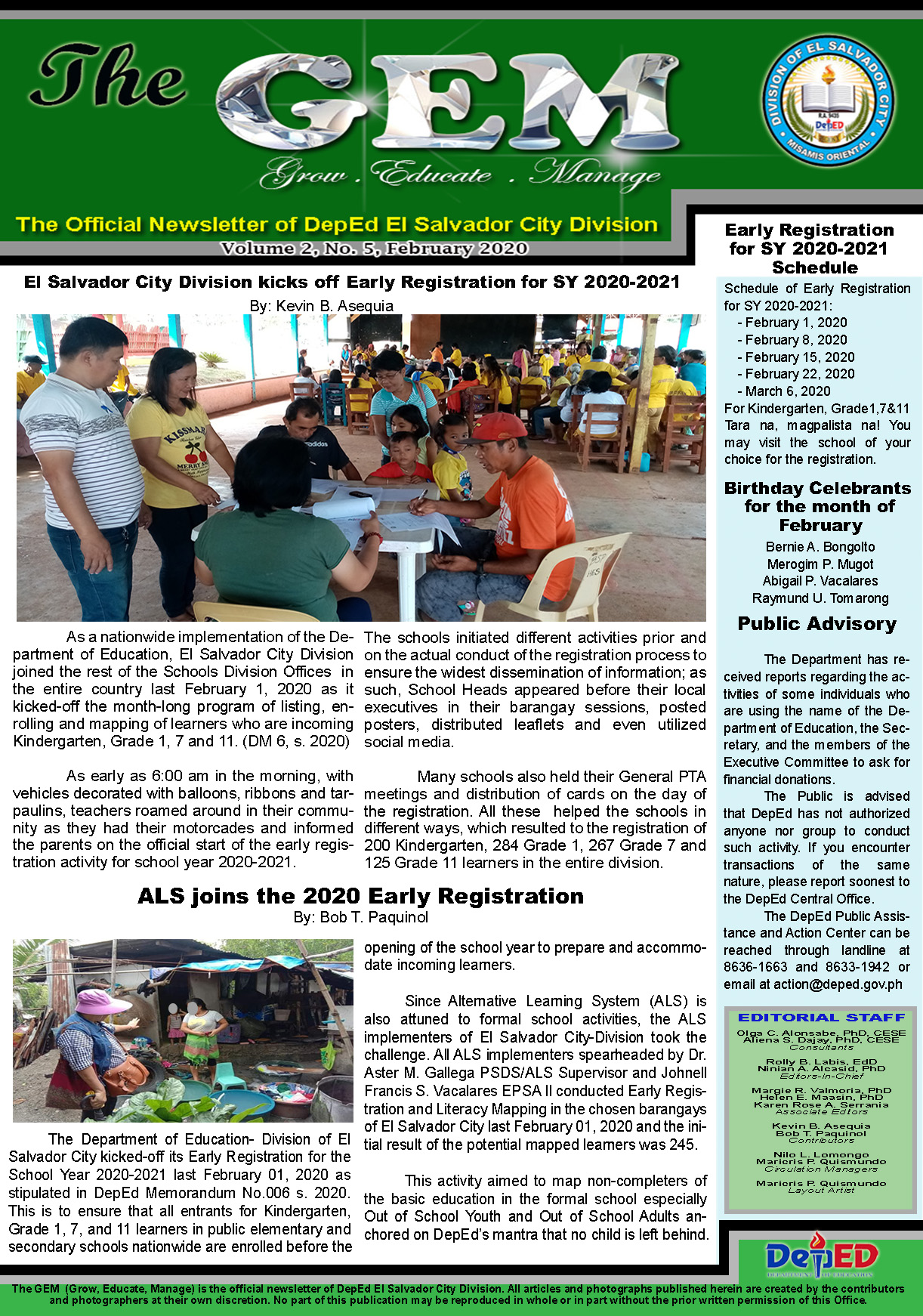 The GEM Newsletter Volume 1